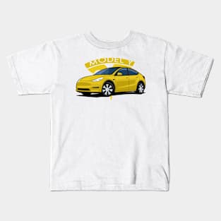 Model Y electric car yellow Kids T-Shirt